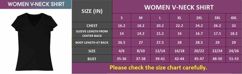 Women V-Neck Shirt | Size Chart