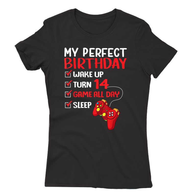 14th Perfect Birthday Gamer Gaming 14 Years Old T-shirt