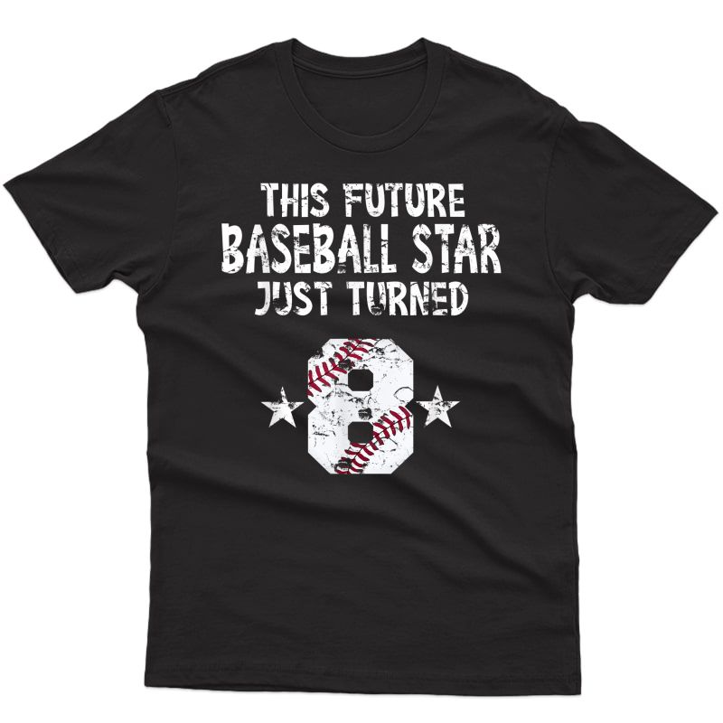 8th Birthday Baseball T-shirt 8 Year Old Distressed Shirt