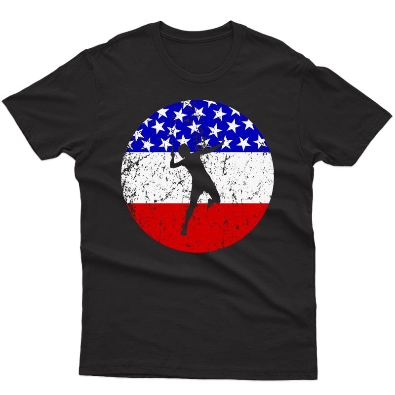 American Flag Badminton Vintage Retro Badminton Player T-shirt