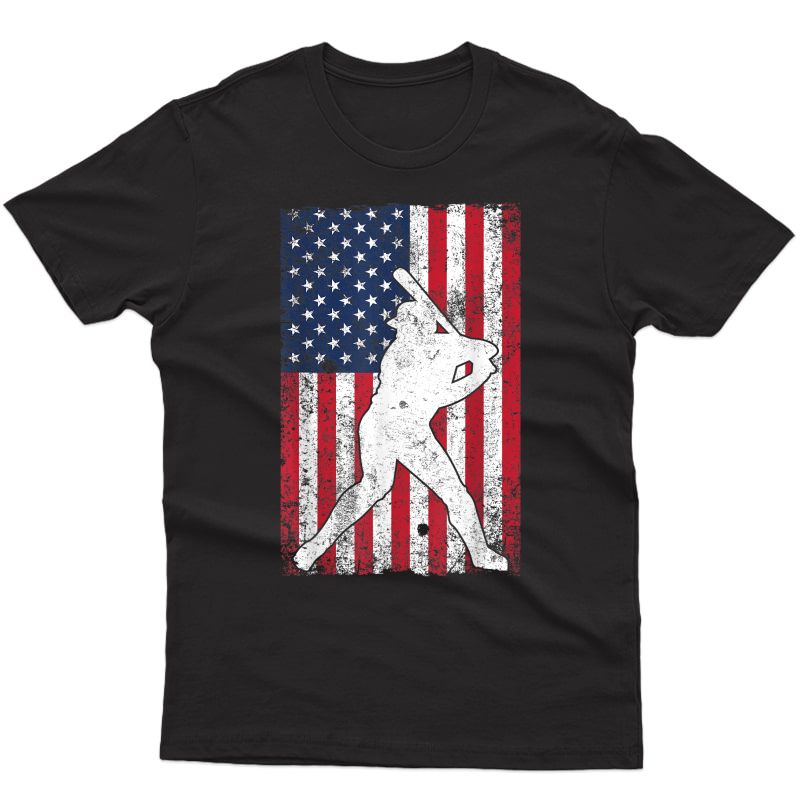 American Flag Baseball T Shirt 4th July Patriotic Gift Tee