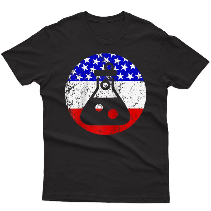 American Flag Chemist Scientist Retro Test Tube Flask Raglan Baseball Ts