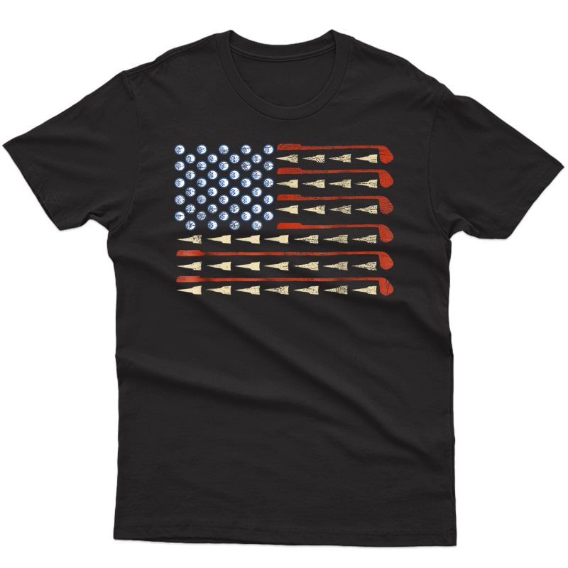 American Flag Golf T Shirt - Funny Golf Club Sports Shirt