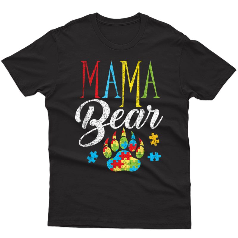 Autism Mama Bear Puzzle Piece Child Grunge Autistic T-shirt