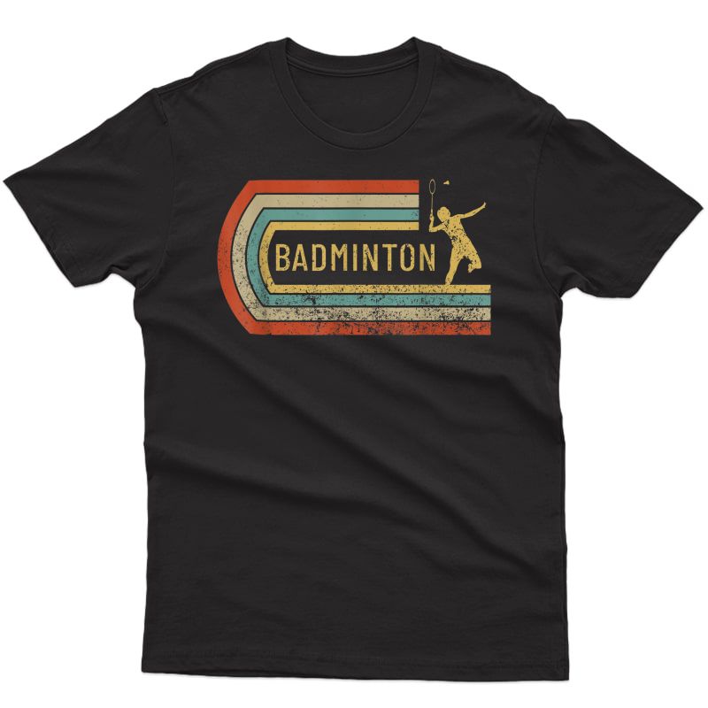 Badminton Player Silhouette Distressed Retro Badminton T-shirt