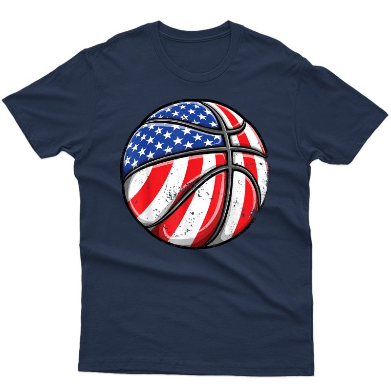 Basketball American Flag 4th Of July T Shirt Gift