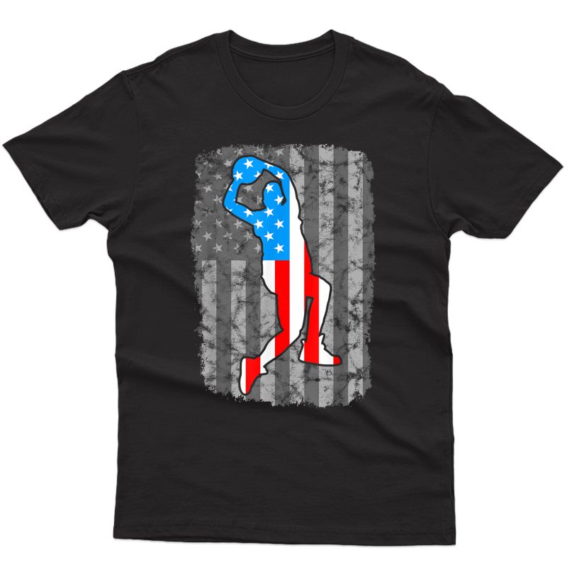 Basketball American Flag Vintage United States 4th Of July T-shirt