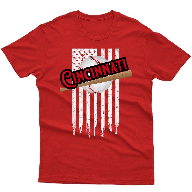 Cincinnati Baseball Fans Love Their Team American Flag T-shirt