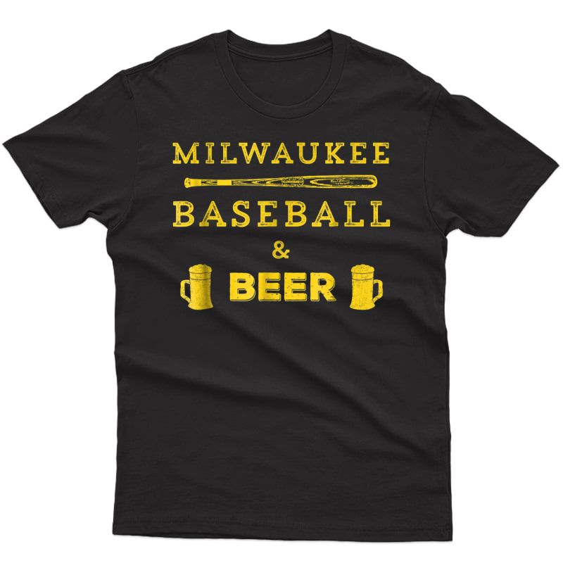 Classic Milwaukee Baseball & Beer Fan Retro T-shirt