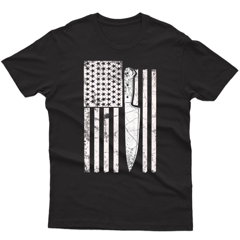 Cooking Knife American Flag Gift Shirt Line Cook Chef Pullover 