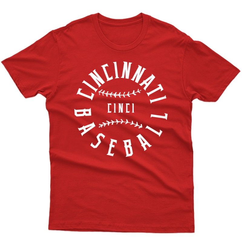 Cool Cincinnati Ohio Baseball Modern Minimalist Stitches T-shirt