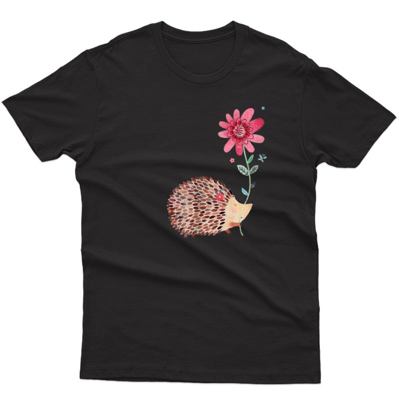 Cute Vintage Hedgehog & Flower Art T-shirt & Gift