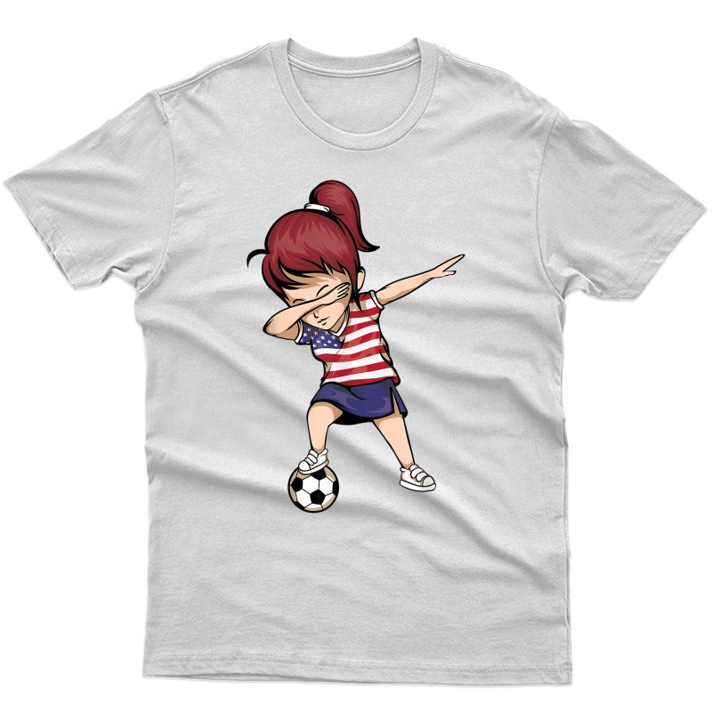 Dabbing Soccer Girl United States Shirt Usa Football