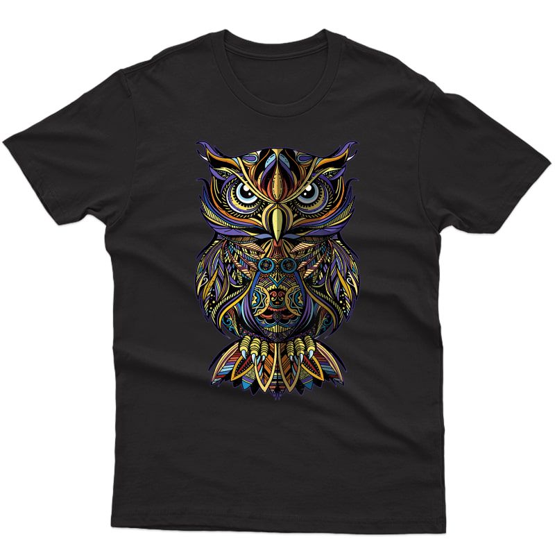 Geometric Owl Artistic Wise Angry Nocturnal Bird T-shirt