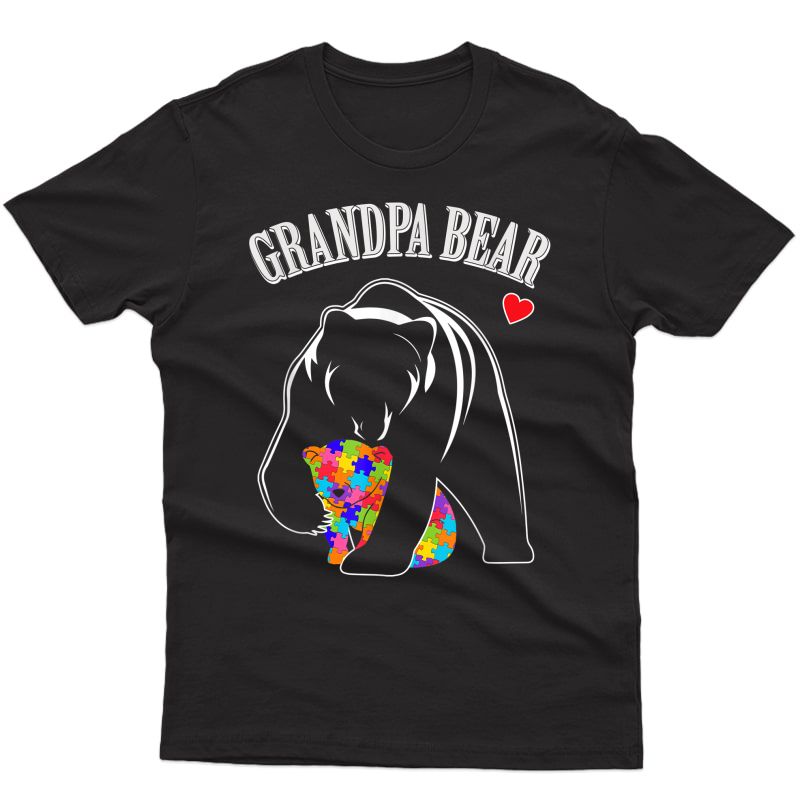 Grandpa Bear Autism Awareness T Shirt Love Support Mom