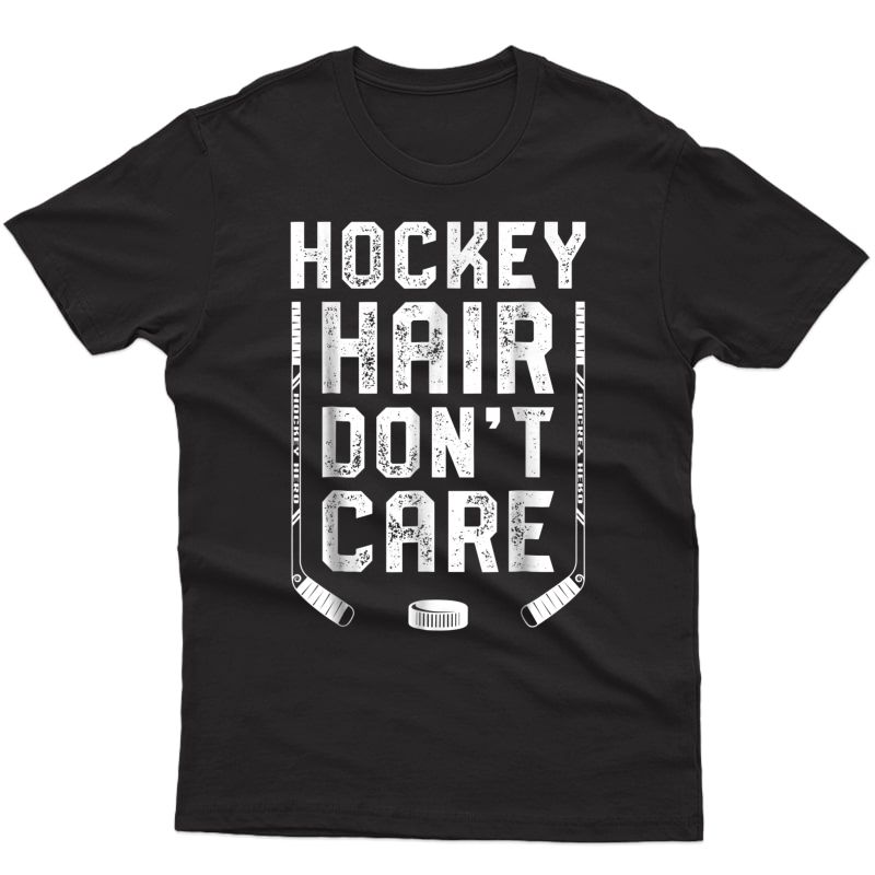 Hockey Hair Don't Care T Shirt Girls Ice Puck Player