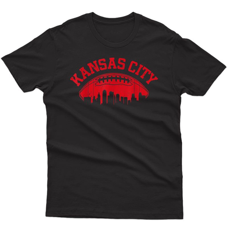 Kansas City Football Vintage Kc Skyline Missouri Chief Retro T-shirt