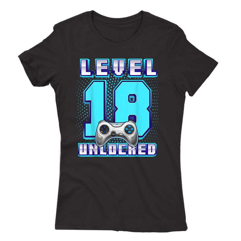 Level 18 Unlocked Video Game 18th Birthday Gamer T-shirt