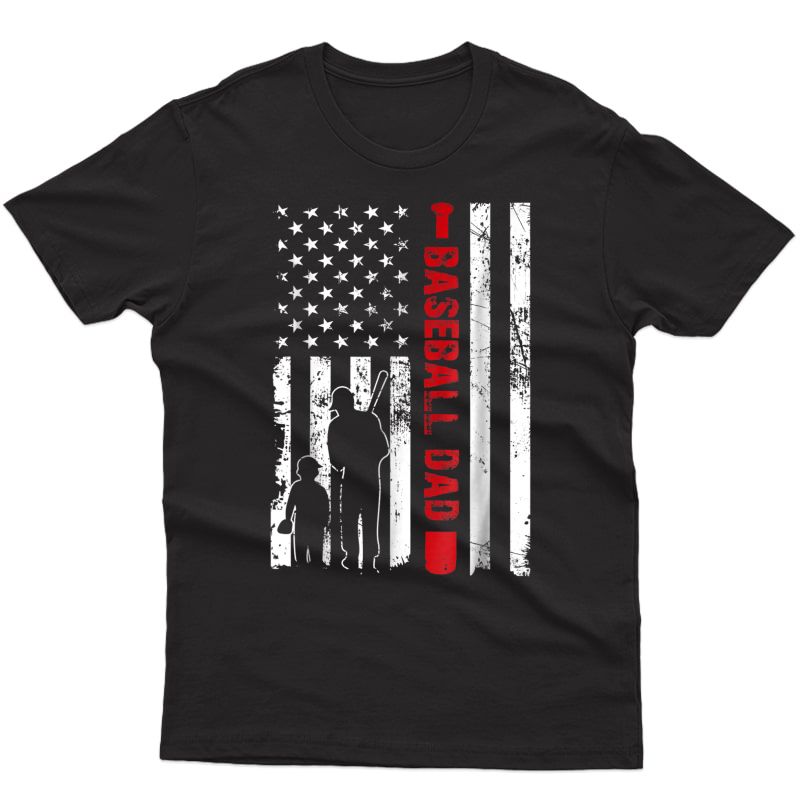 S Proud Baseball Dad American Flag Sports T-shirt