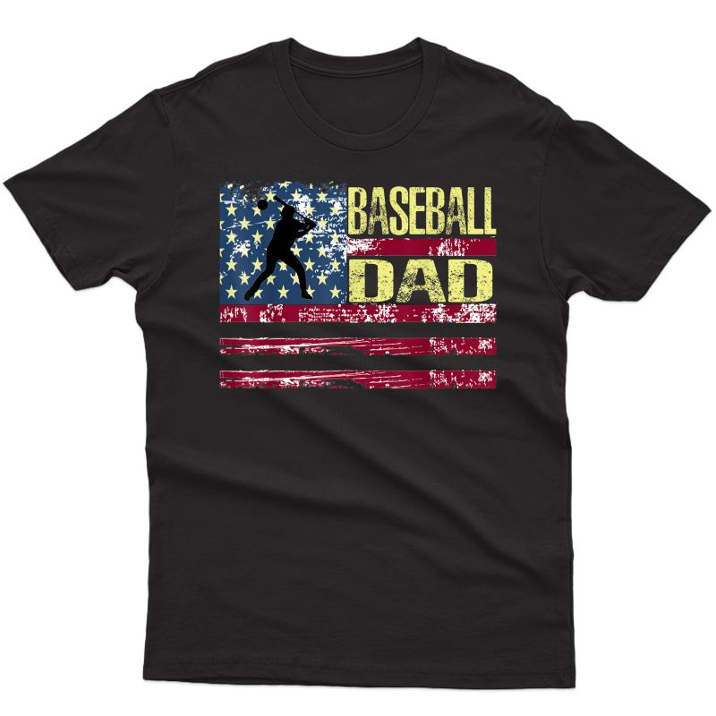 S Vintage Usa American Flag Proud Baseball Dad Player Shirt T-shirt