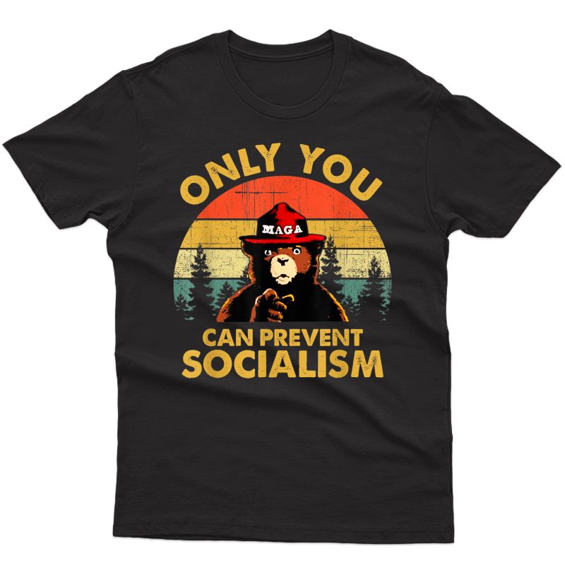 Only You Can Prevent Socialism Bear Camping Vintage T-shirt