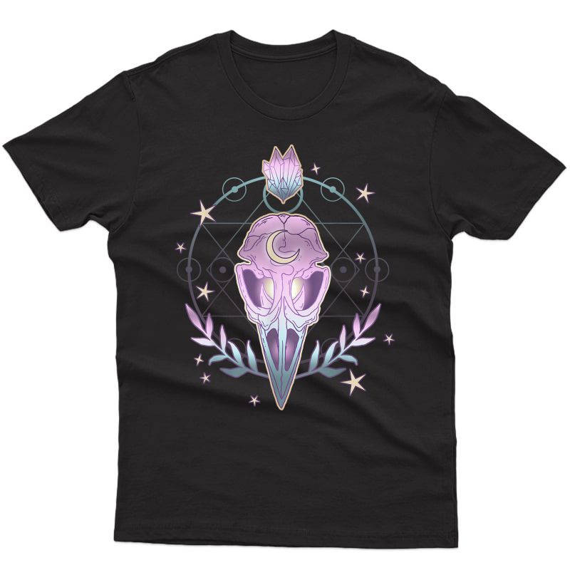 Pastel Goth Creepy Bird Skull - Moon Crystals Aesthetic Gift T-shirt