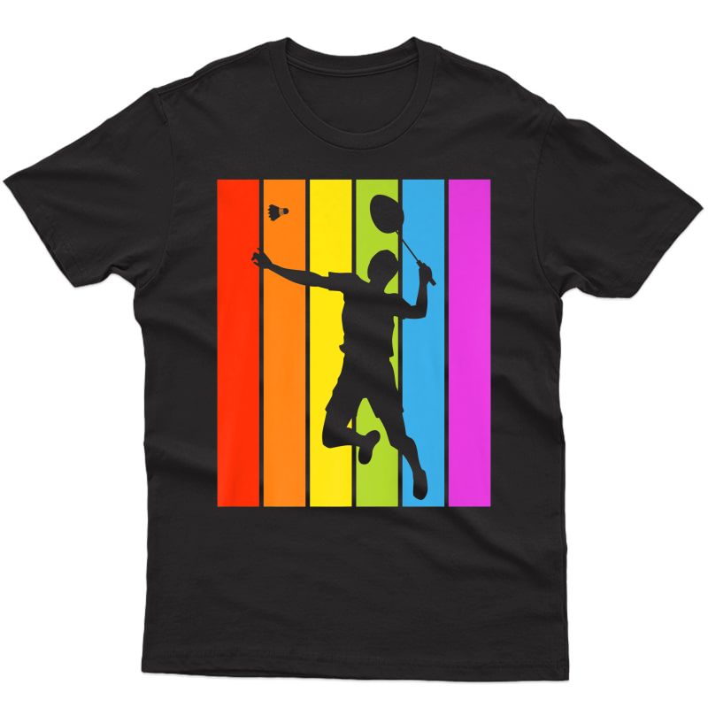 Rainbow Badminton Player Shuttlecock Sport Lover Lgbt Gift Premium T-shirt