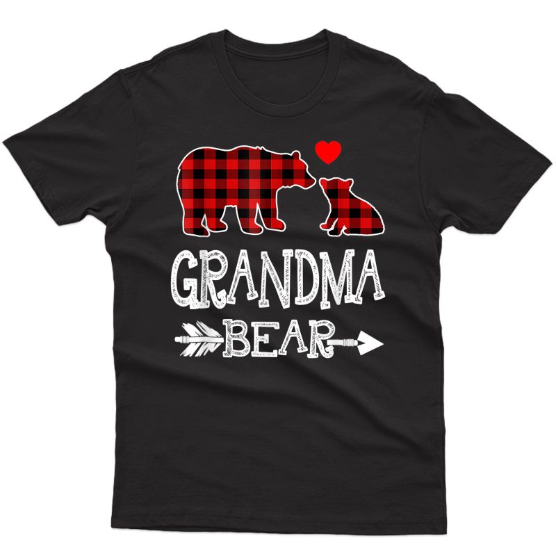 Red Plaid Grandma Bear Christmas Pajama Matching Family Gift T-shirt