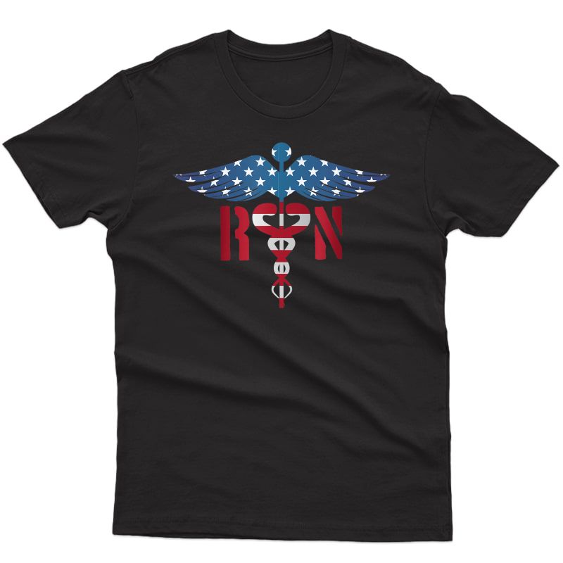 Rn Nurse 4th Of July Patriotic American Usa Flag Gift T-shirt