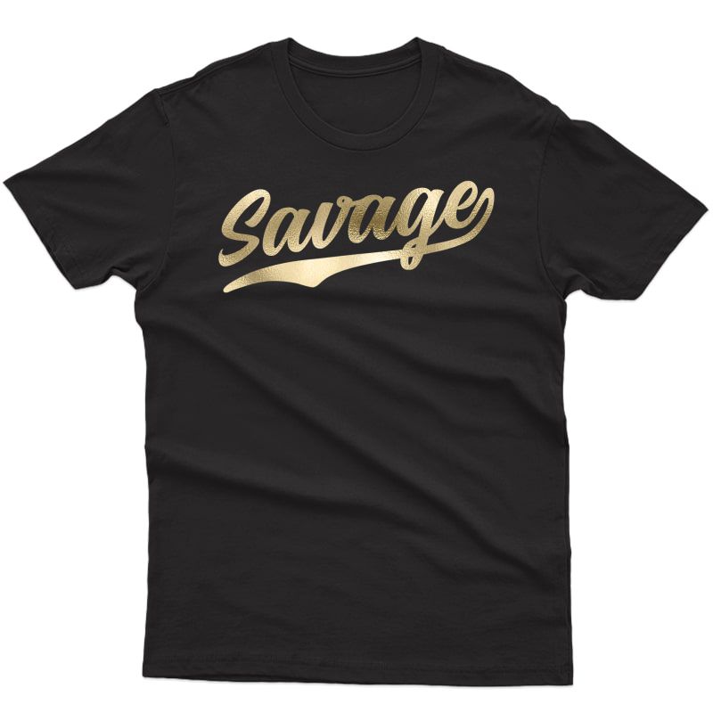 Savage T-shirt Retro 1970s Baseball Script Font