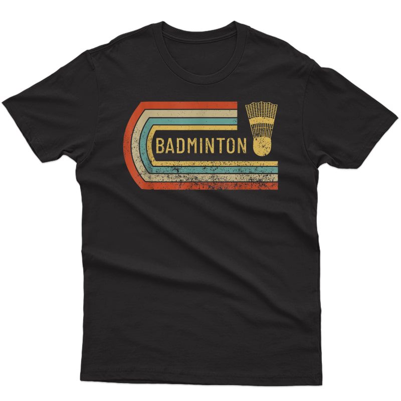 Shuttlecock Silhouette Distressed Retro Badminton T-shirt