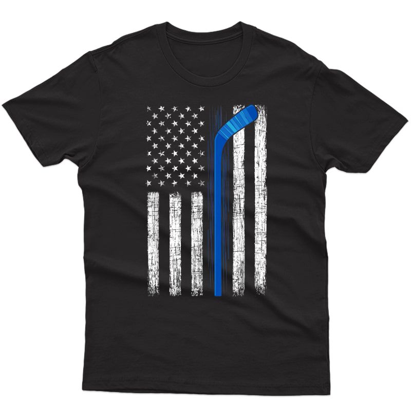 Thin Blue Line Usa American Flag Police Family Hockey Gift T-shirt