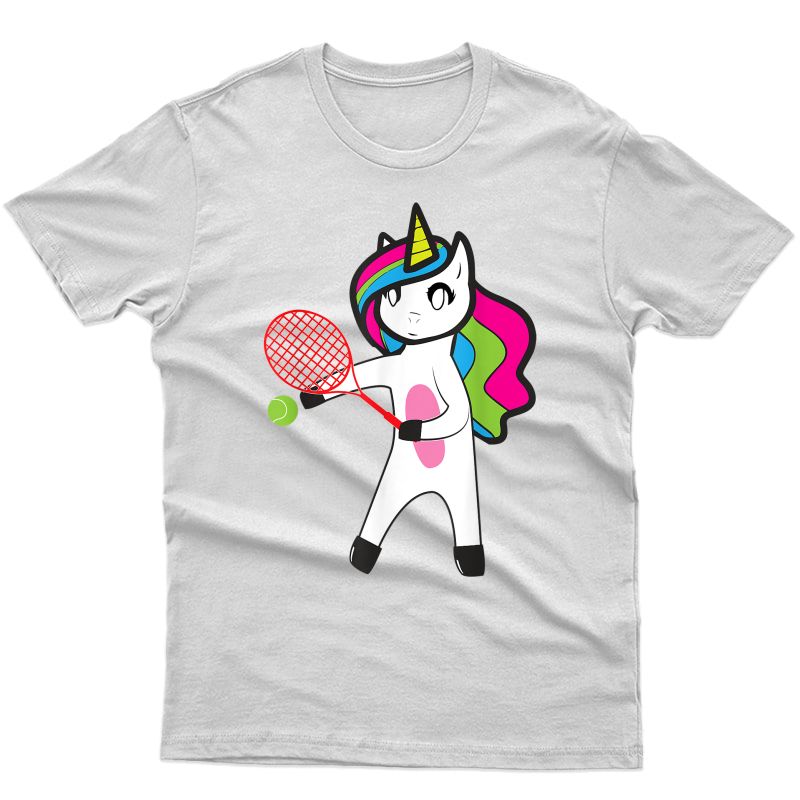 Unicorn Playing Tennis Shirt | Cool Racket Sport Lover Gift