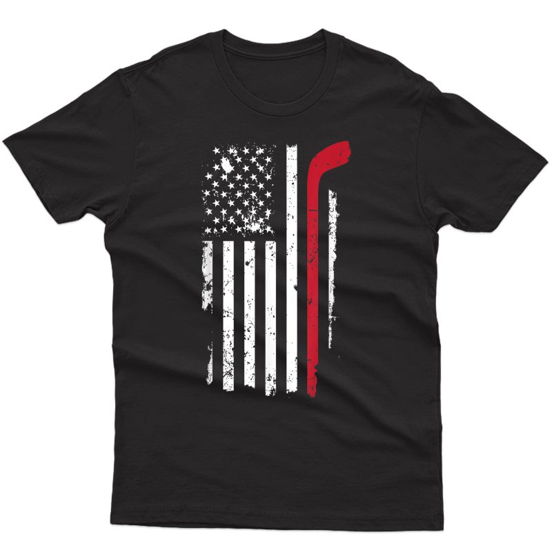 Usa American Flag Hockey T Shirt Hockey Stick Flag Shirt