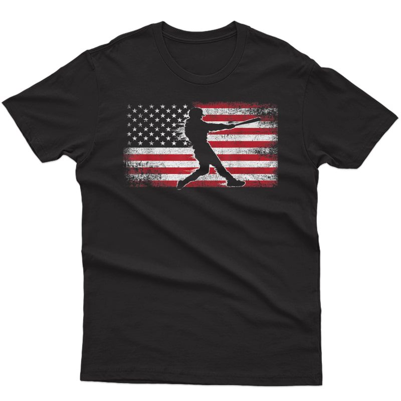 Vintage American Flag Baseball Cool Baseball 4th Of July T-shirt