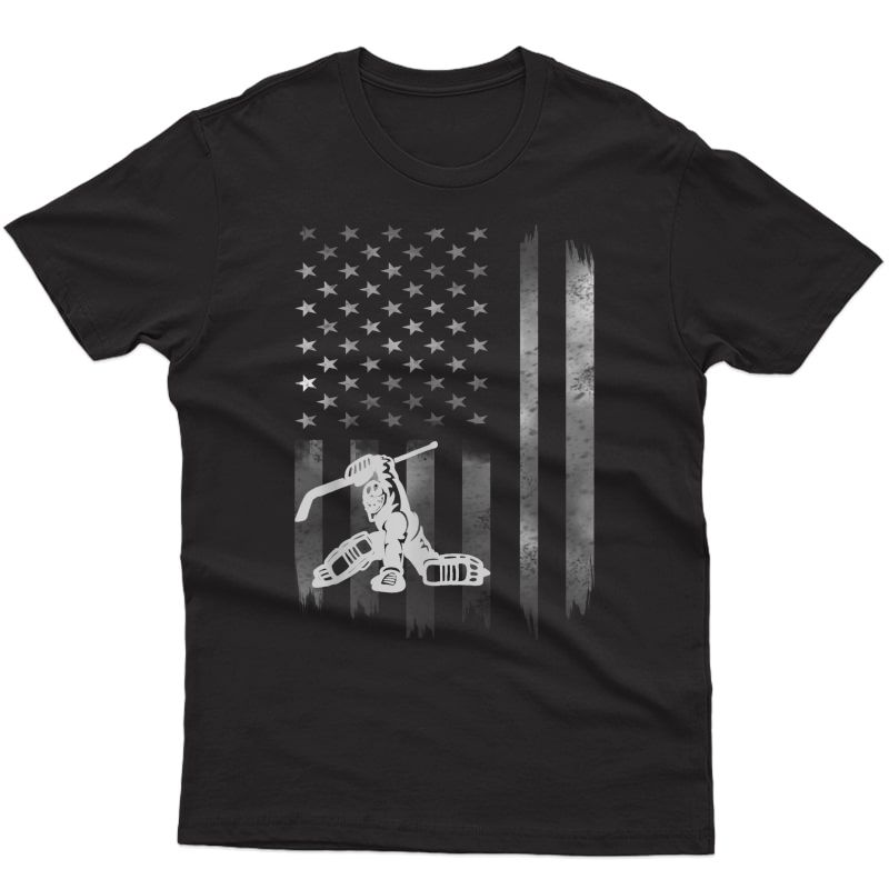 Vintage American Flag Hockey 4th July For Gift T-shirt