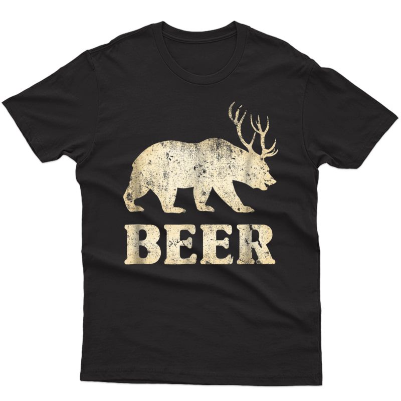 Vintage Bear Deer Funny Beer T-shirt