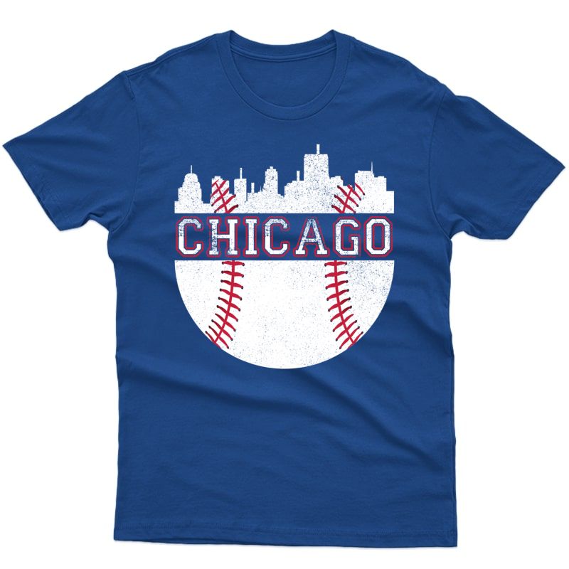 Vintage Chicago Baseball Retro City Skyline Custom Graphic 