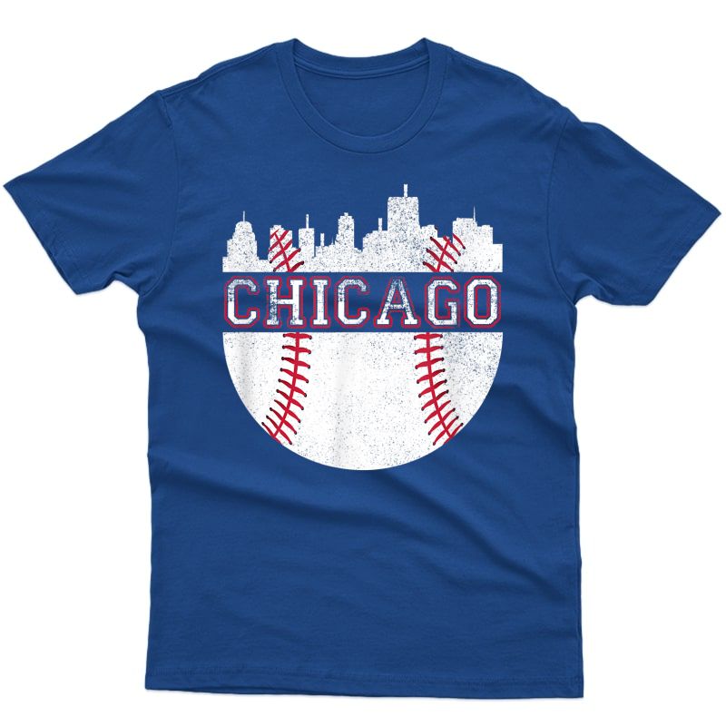 Vintage Chicago Baseball Retro City Skyline Custom Graphic T-shirt