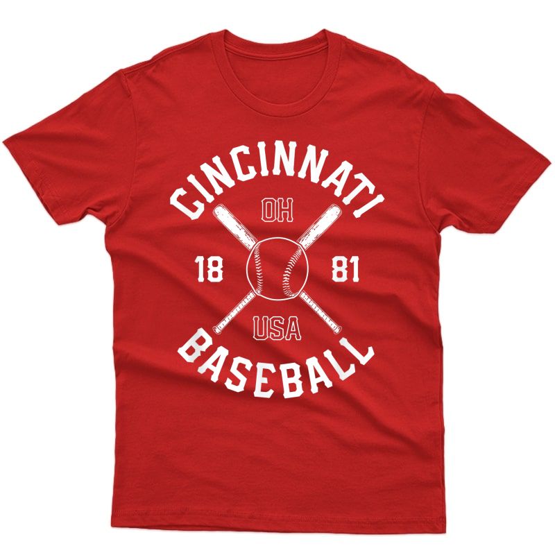 Vintage Cincinnati Baseball Cincy Ohio Retro Red Gift T-shirt