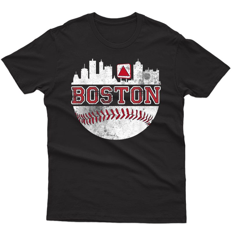 Vintage City Skyline Retro Baseball Fan Apparel Boston Fan T-shirt