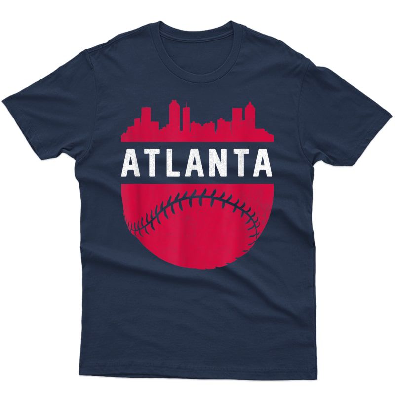 Vintage Downtown Atlanta Georgia Skyline Baseball T-shirt