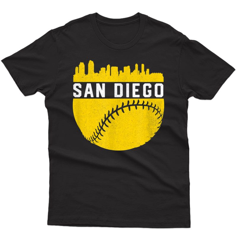 Vintage Downtown San Diego Cali Skyline Baseball T-shirt