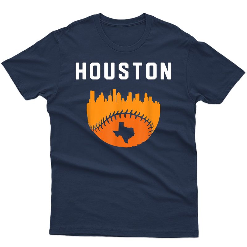 Vintage Houston Texas Cityscape Baseball Graphic T-shirt