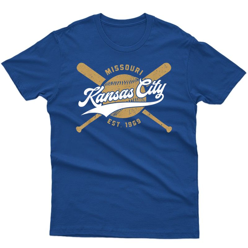 Vintage Kansas City Baseball Bats Kc Royal Blue Gameday Gift T-shirt