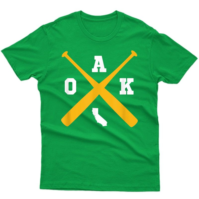 Vintage Oakland Baseball Bats Oak State Outline T-shirt