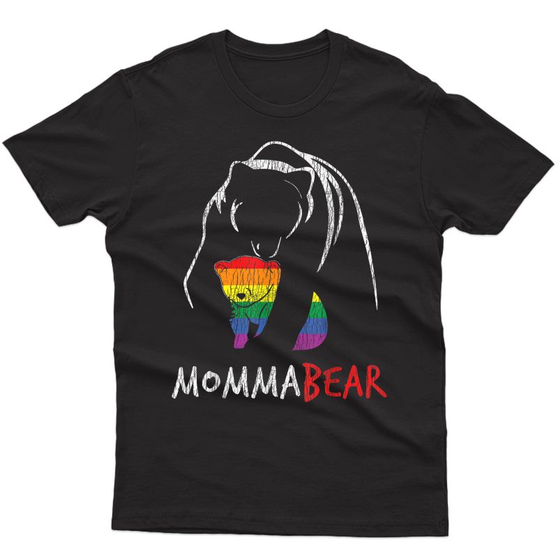 Vintage Rainbow Mama Bear Hug Love Support Parent Pride Lgbt T-shirt