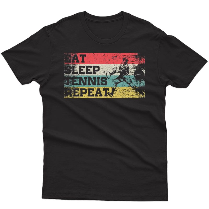 Vintage Retro Eat Sleep Tennis Repeat Funny Sport Player T-shirt