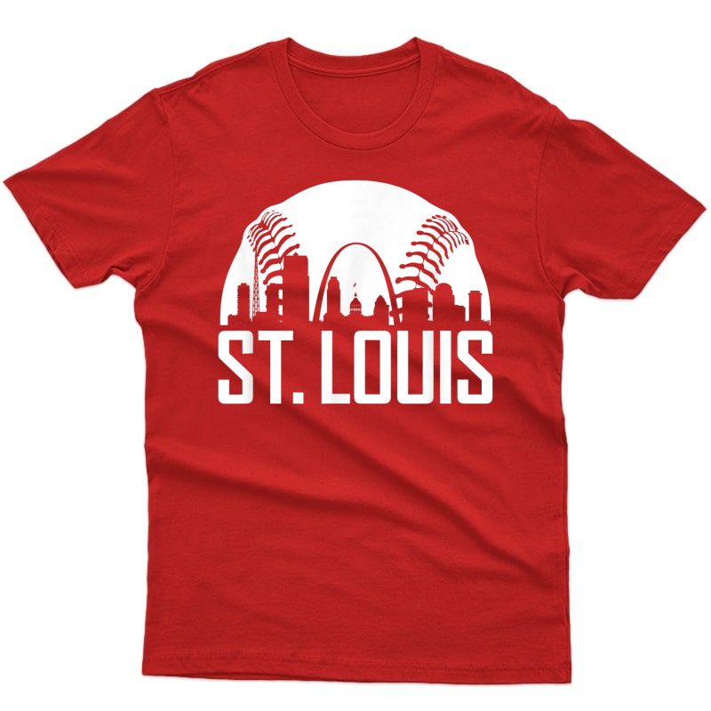 Vintage St. Louis Baseball Skyline Cardinal Retro Gift T-shirt