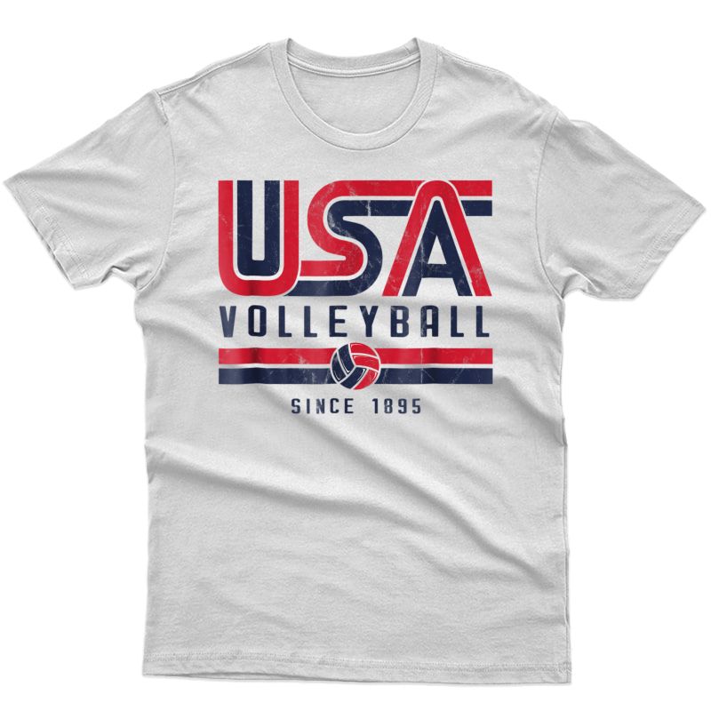 Vintage Usa Volleyball T-shirt Red And Blue Classic Style